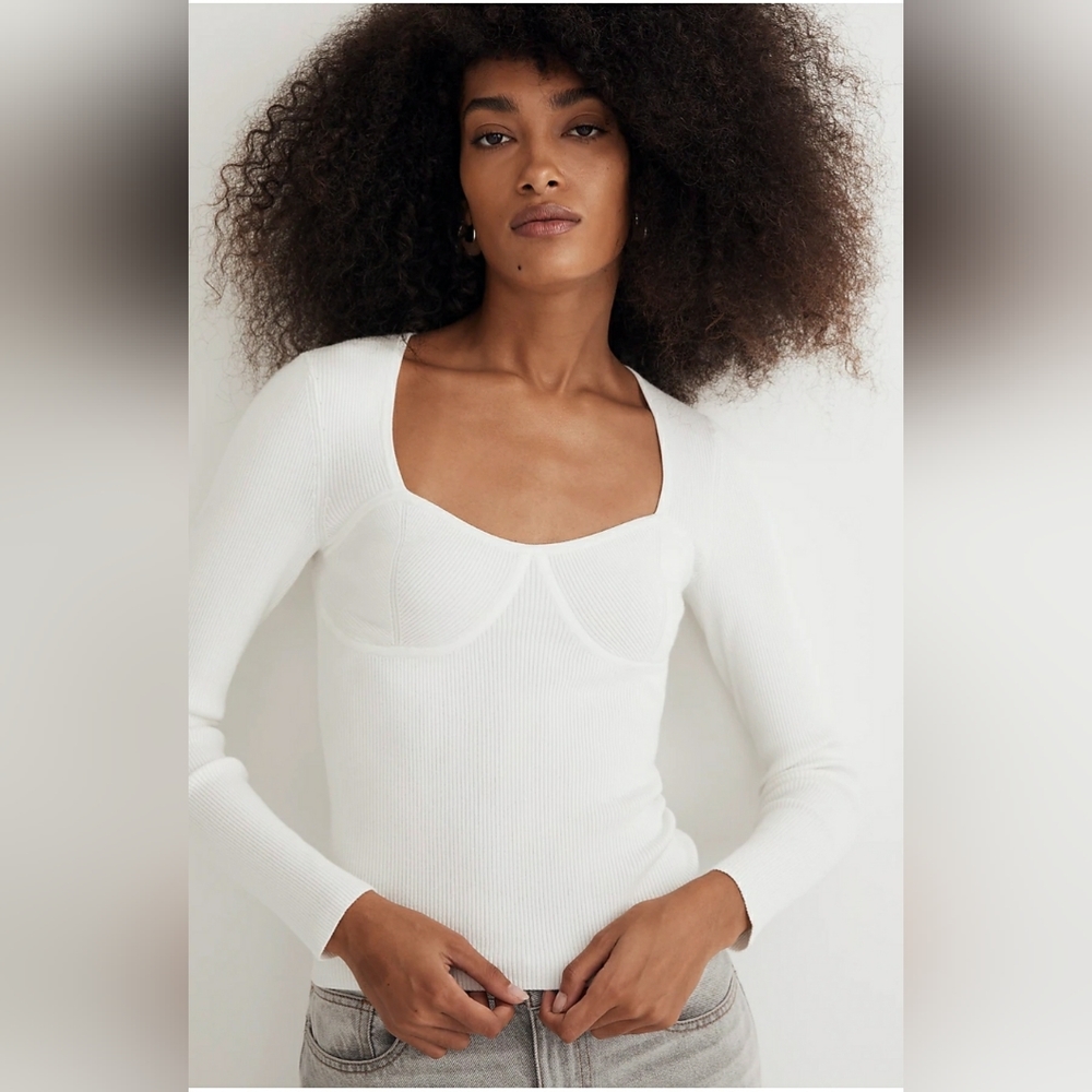 Madewell Wide Rib Corset Sweater Top NM615,  XL nwt